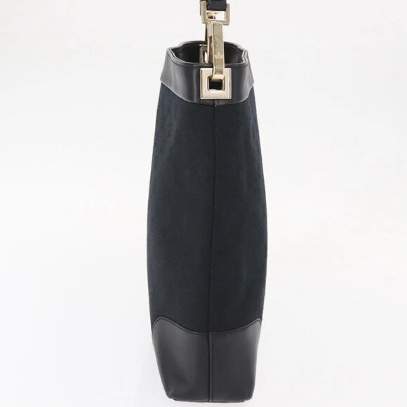 GUCCI GG Canvas Shoulder Bag Black Gold 001 4231 Auth ka883 - Picture 6 of 16